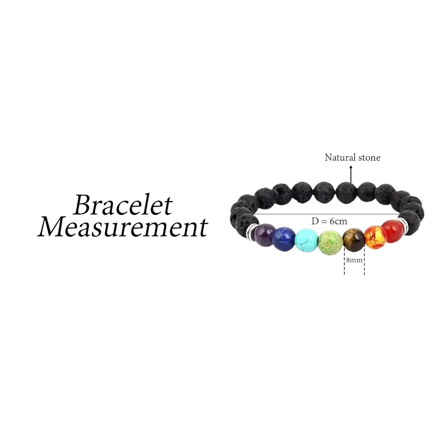 PujaSamadhaan Certified SEVEN CHAKRA LAVA Bracelet,natural gemstone chakra Bracelet, Reiki Healing Jewellery for Men and Women, Certified Bead Size: 8 mm