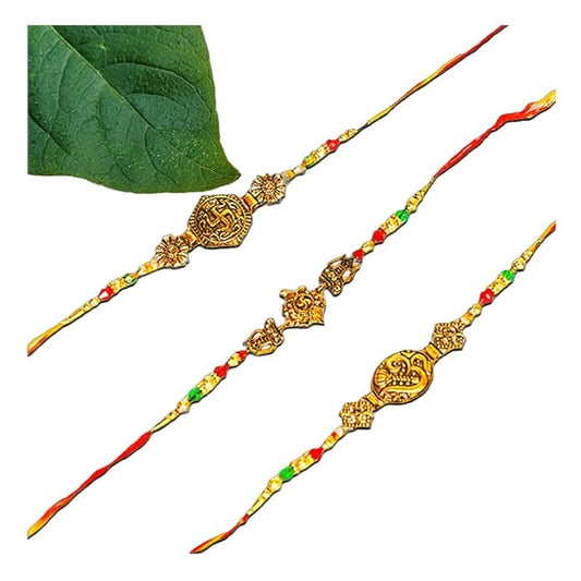 PujaSamadhaan Brother rakhi for rakshabhandan Sibling Love, Rakhi Gifts, Handmade & Designer Rakhi, Rakhi for Brother & Sister-Set of 3
