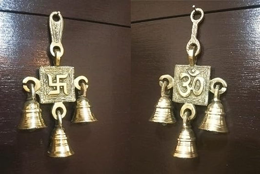 OM-SWASTIK Wall Hanging with Antique Finish for Home Decor |Set of Om Swastik Brass Wall Hanging for Door Entrance-Pack of-2