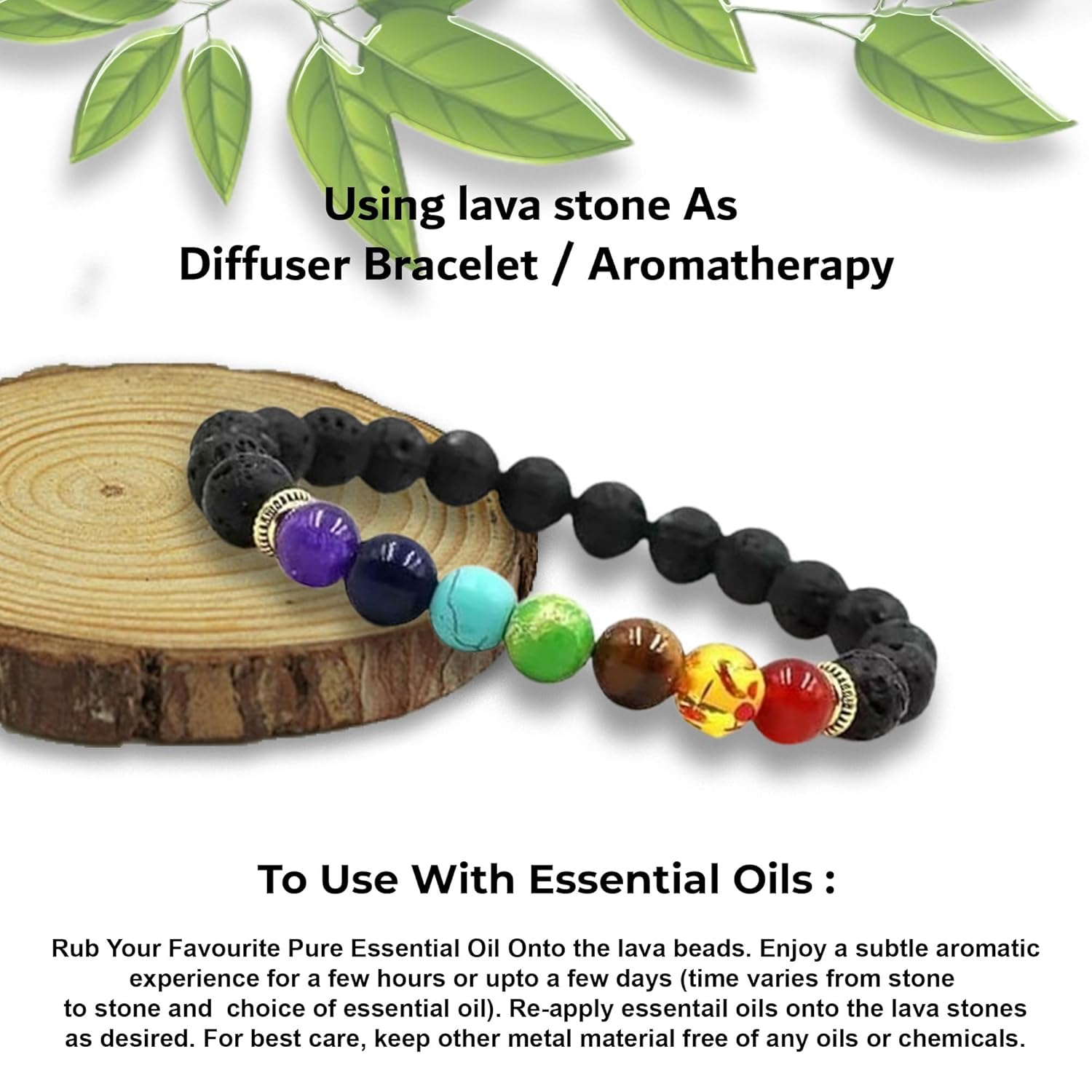 PujaSamadhaan Certified SEVEN CHAKRA LAVA Bracelet,natural gemstone chakra Bracelet, Reiki Healing Jewellery for Men and Women, Certified Bead Size: 8 mm