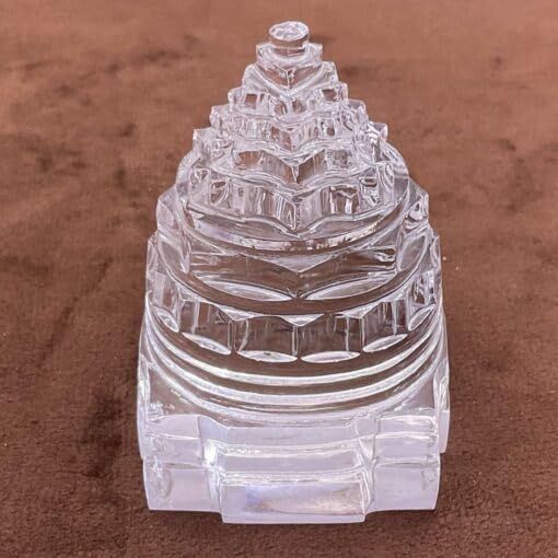 Puja Samadhaan Sphatik Shree Yantra Original Certified Sphatik Healing Clear Quartz Crystal for Mediation Puja (20-30 Gram) set-0ne