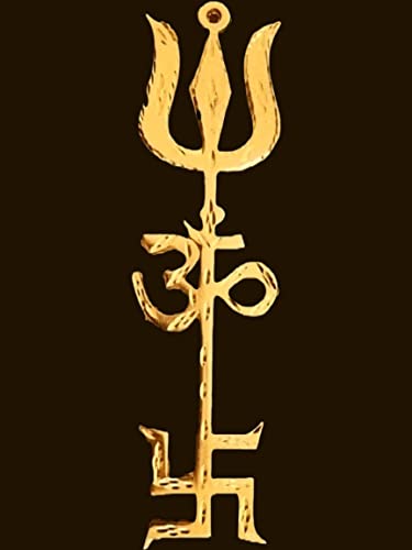 Big Swastik Om Trishul Wall Hanging  | Vastu Trishakti Yantra for Home & Office Entrance | Protection from Negative Energy