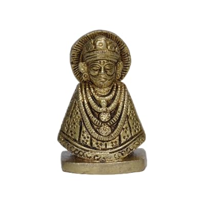 PujaSamadhaan Handmade Brass Khatu Shyam ji Idol - Spiritual Home Décor, Hindu God Statue for Worship & Blessings-Weight:-400 gm.