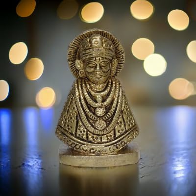 PujaSamadhaan Handmade Brass Khatu Shyam ji Idol - Spiritual Home Décor, Hindu God Statue for Worship & Blessings-Weight:-400 gm.