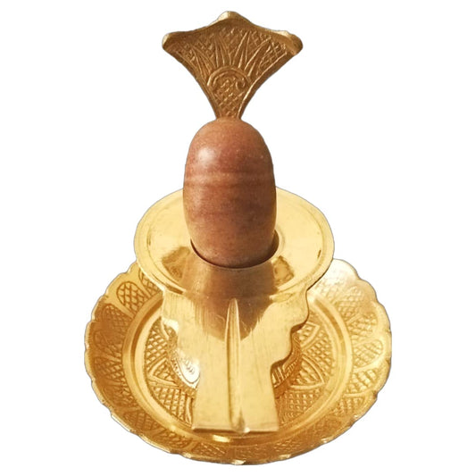 Elegant Narmadeshwer Shivlingam with Embossed Flower Design Plate for Puja, Shivratri & Sawan