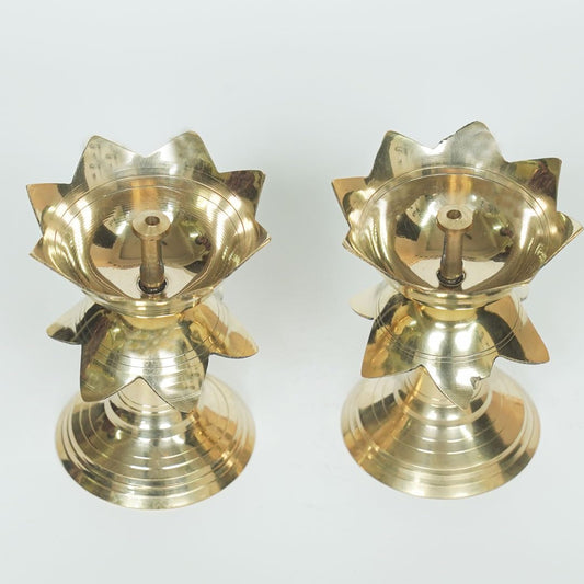 PujaSamadhaan Brass Kamal Stand Diya | Traditional Lotus Deepam for Puja, Home Decor & Gifting