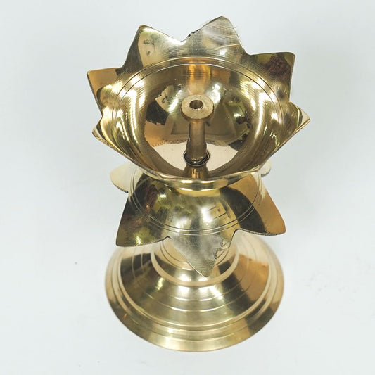 PujaSamadhaan Brass Kamal Stand Diya | Traditional Lotus Deepam for Puja, Home Decor & Gifting