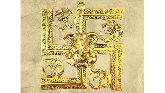 Antique Metal Ganesha Swastik Wall Hanging for Home Decor | Door Hanging