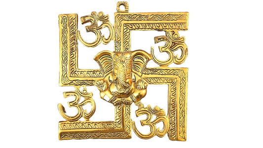 Antique Metal Ganesha Swastik Wall Hanging for Home Decor | Door Hanging