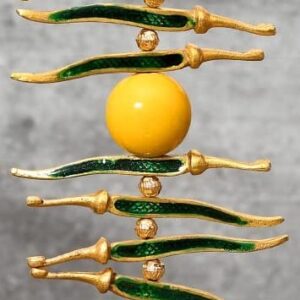 PujaSamadhaan Metal Nimbu Mirchi Door Hanging Green Chilly Yellow Lemon for Outdoor Entrance or Wall Hanging - 23x11x4 cm