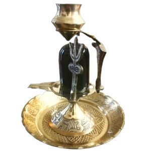 Handcrafted Brass Lord Shivlingam with Thali - Ideal for Puja, Shivratri, Sawan, and Abhishekam - 90g Weight